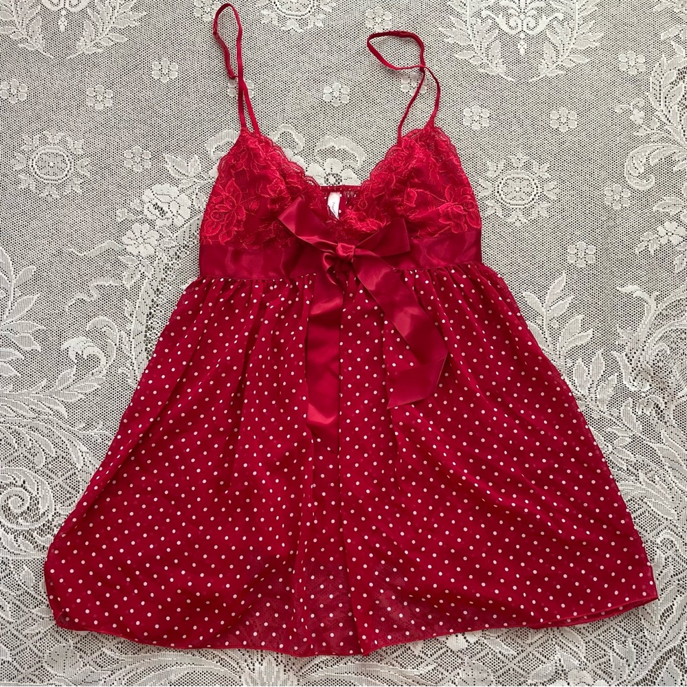 Inner secrets red polka dot slip dress size M